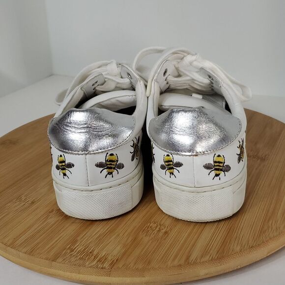 Boden Hollie White Leather Embroidered Bee Sneakers Women's Size EU 38 - Picture 8 of 12